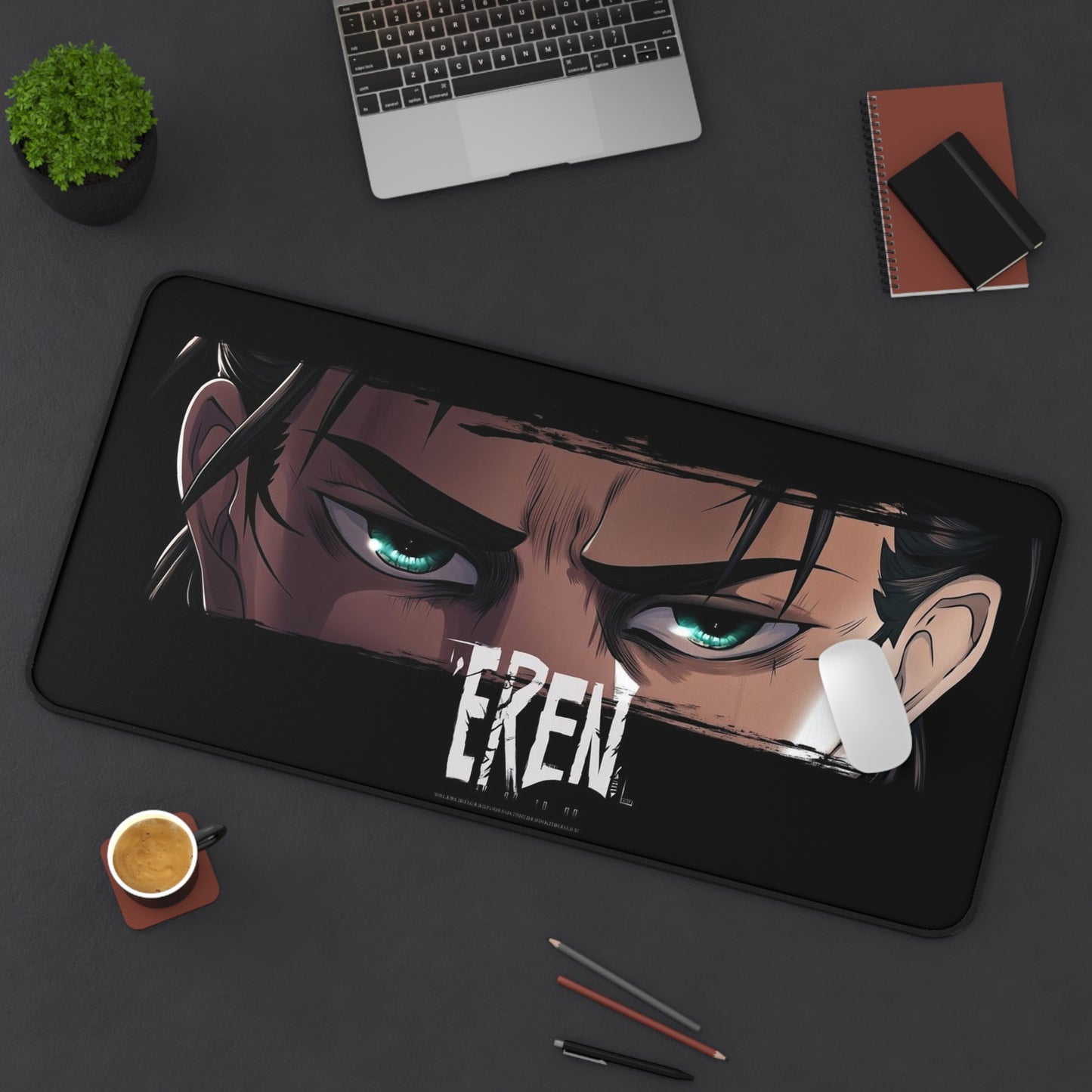 Eren Anime Desk Mat Intense Green-Eyed Character Gaming/Work Mousepad