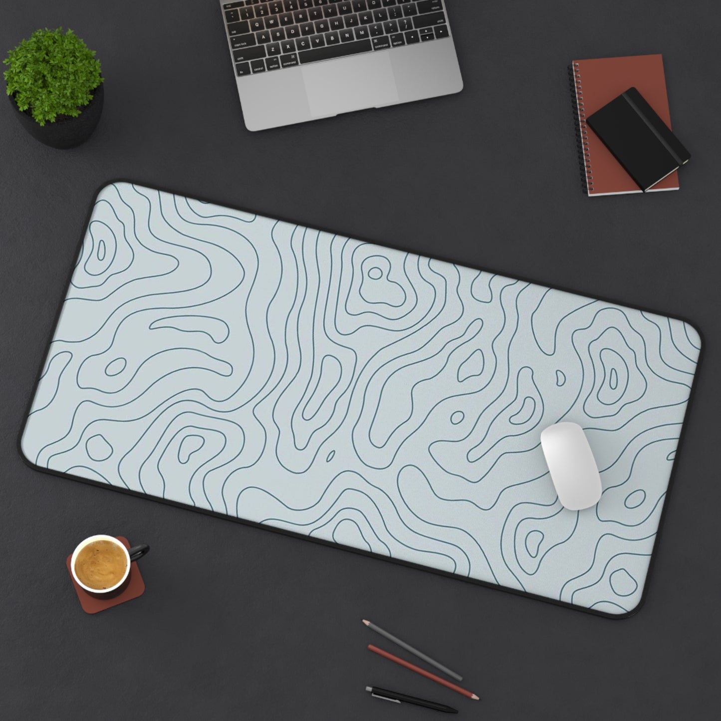 Topographic Pattern Desk Mat Minimal Map-Style Mouse Pad