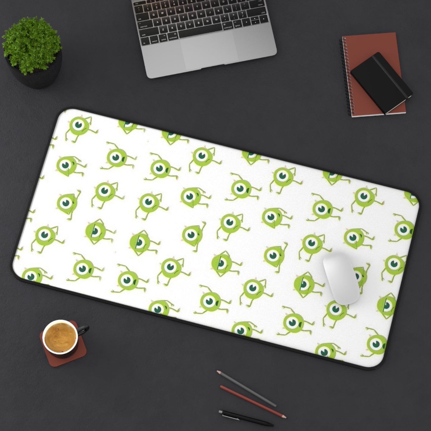Green Monster Pattern Desk Mat Cute Gaming/Work Mouse Pad