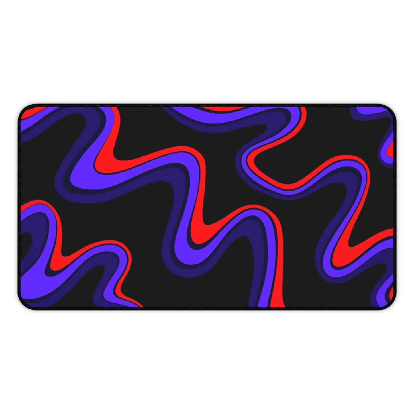 Abstract Wavy Neon Desk Mat  Red & Purple Swirl Mouse Pad