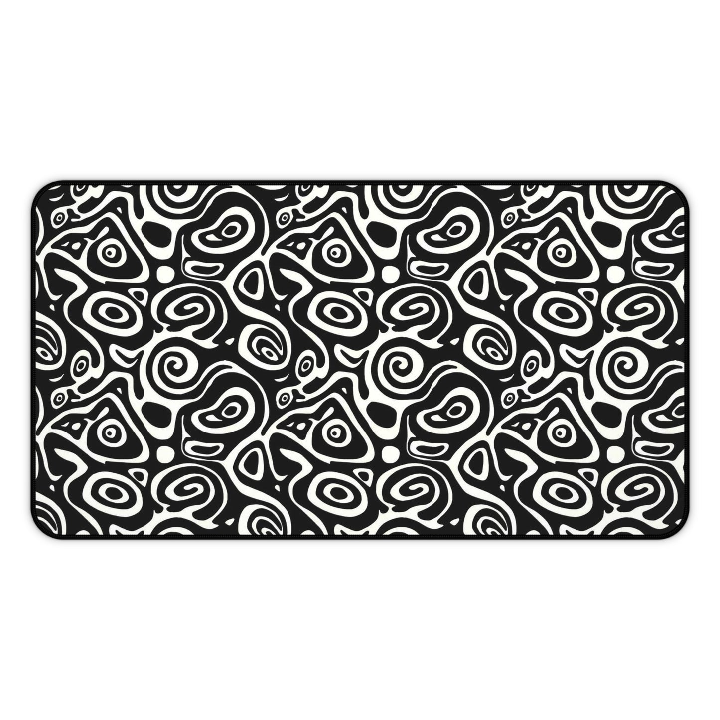 Abstract Black & White Swirl Desk Mat  Modern Pattern Mouse Pad