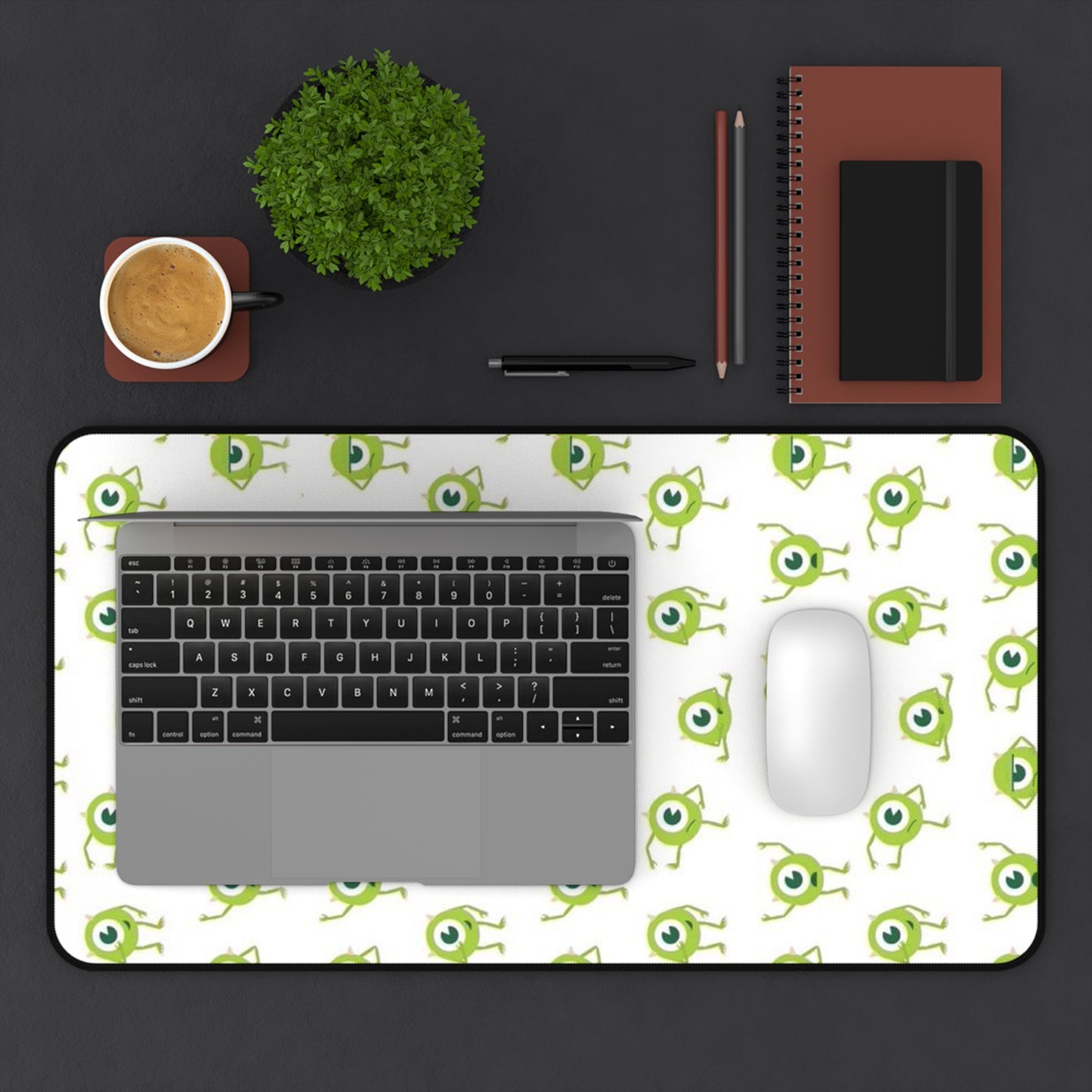Green Monster Pattern Desk Mat Cute Gaming/Work Mouse Pad