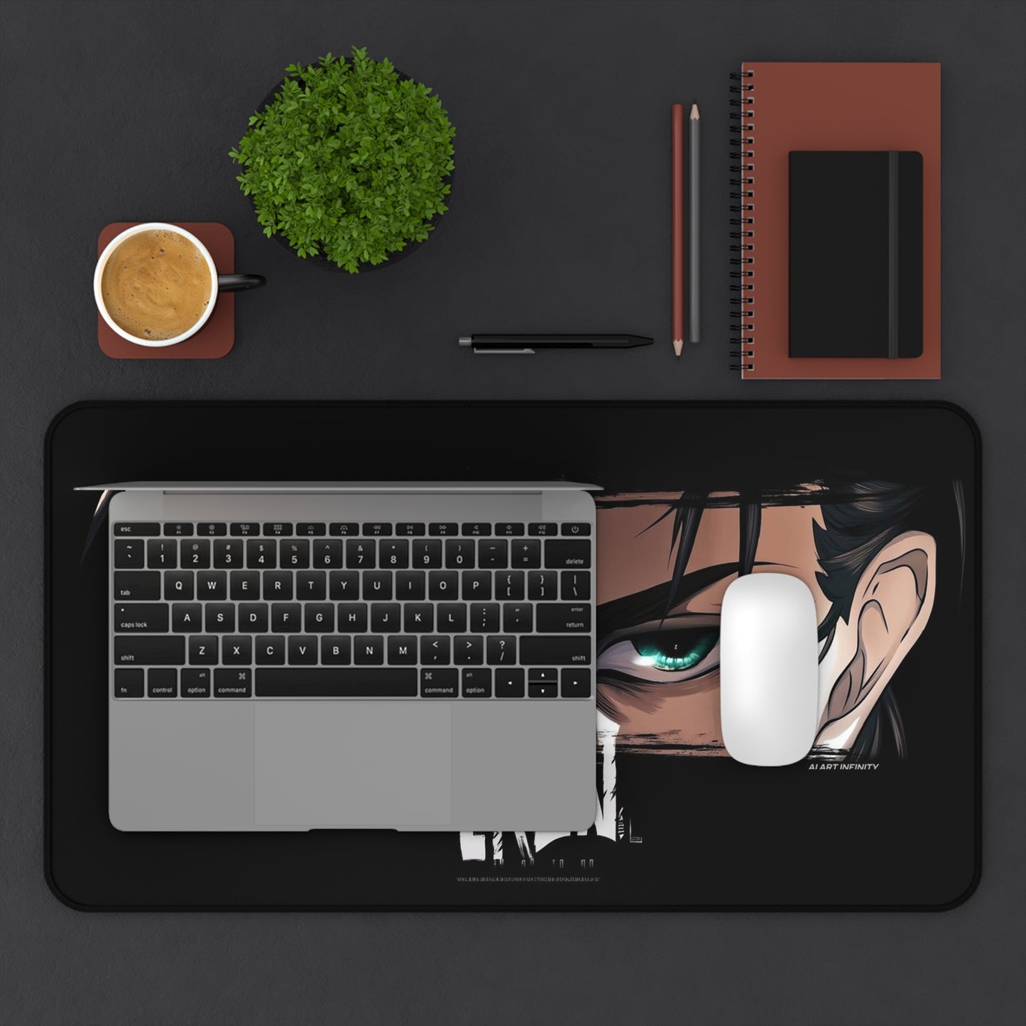 Eren Anime Desk Mat Intense Green-Eyed Character Gaming/Work Mousepad