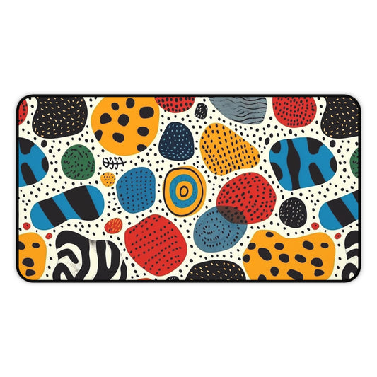 Colorful Abstract Pebble Desk Mat  Vibrant Patterned Mouse Pad for Home Office