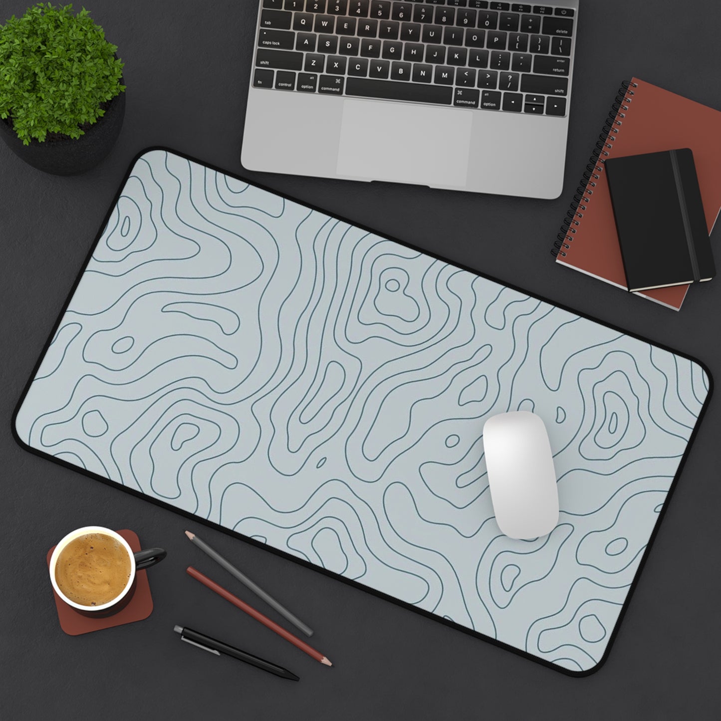 Topographic Pattern Desk Mat Minimal Map-Style Mouse Pad