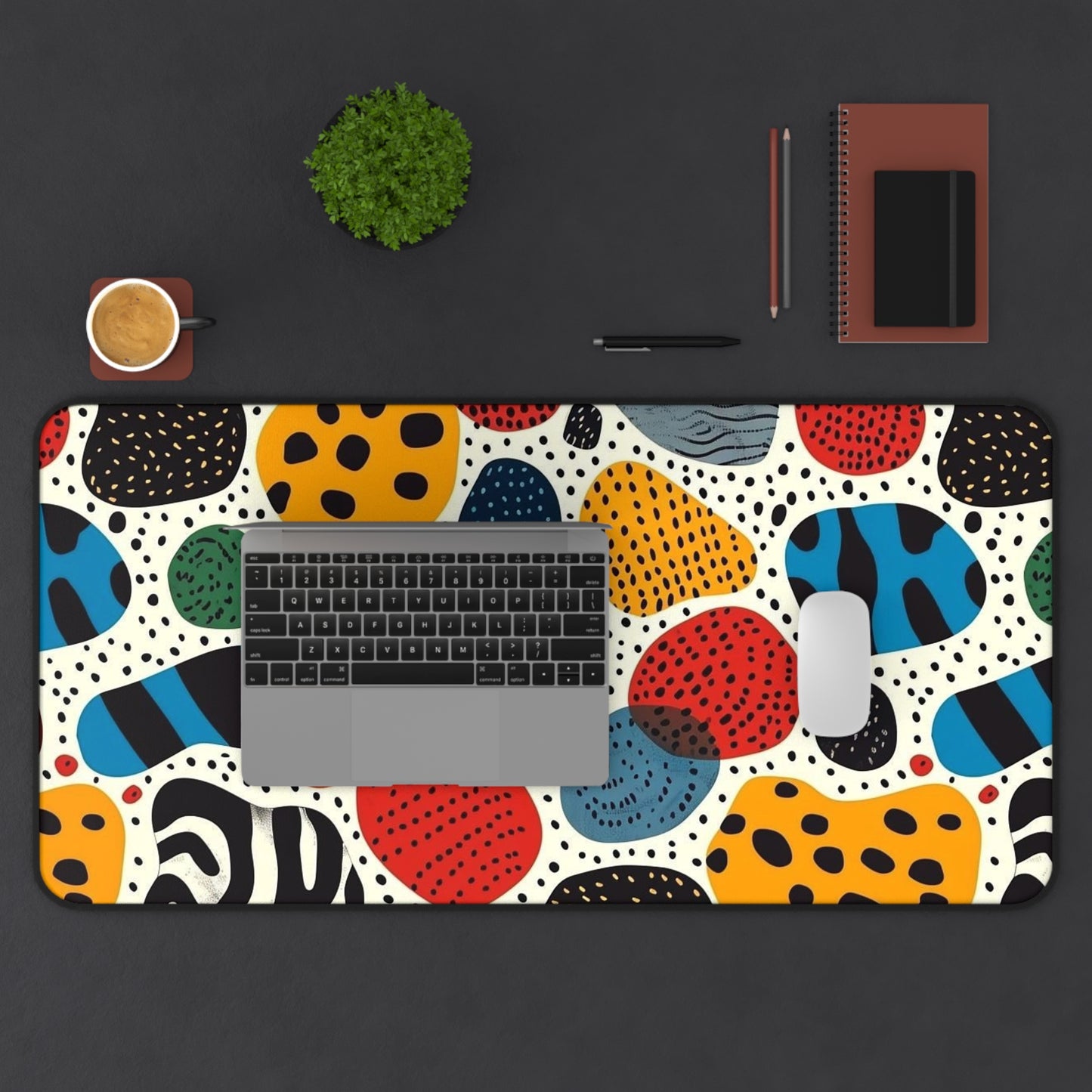 Colorful Abstract Pebble Desk Mat  Vibrant Patterned Mouse Pad for Home Office