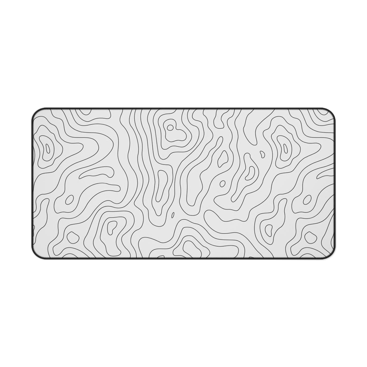 Topographic Contour Desk Mat Minimal Monochrome Office Mousepad