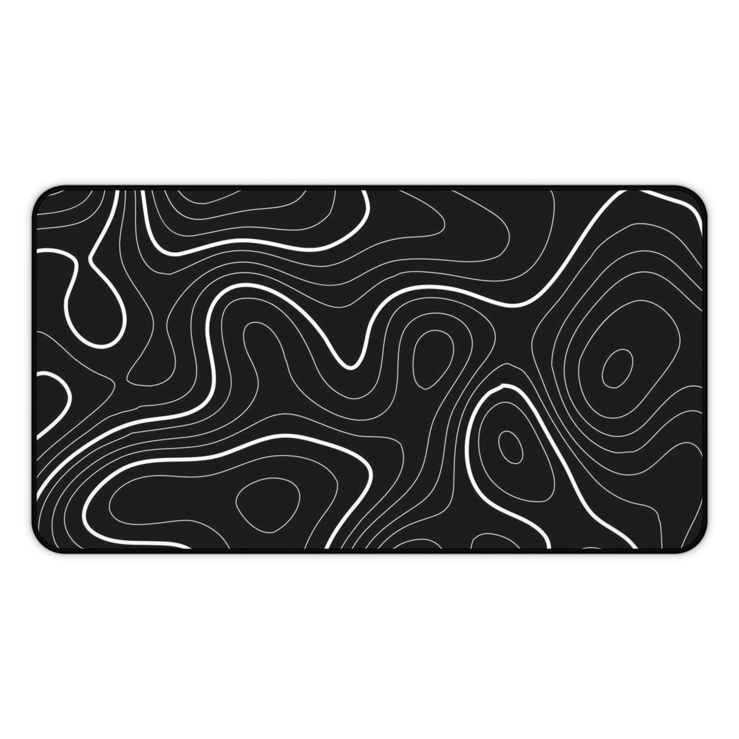 Topographic Contour Desk Mat Black Minimalist Gaming/Office Mouse Pad
