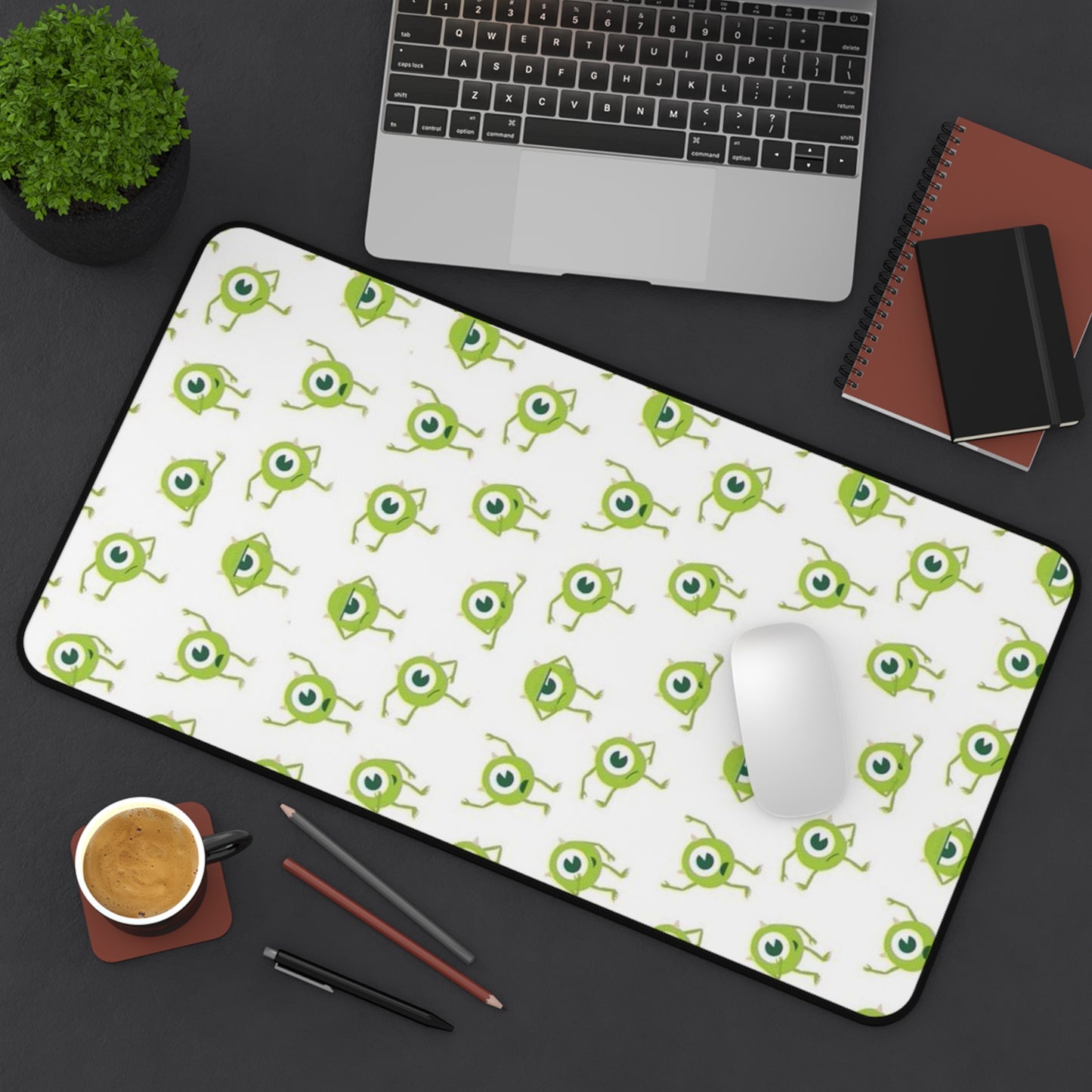 Green Monster Pattern Desk Mat Cute Gaming/Work Mouse Pad