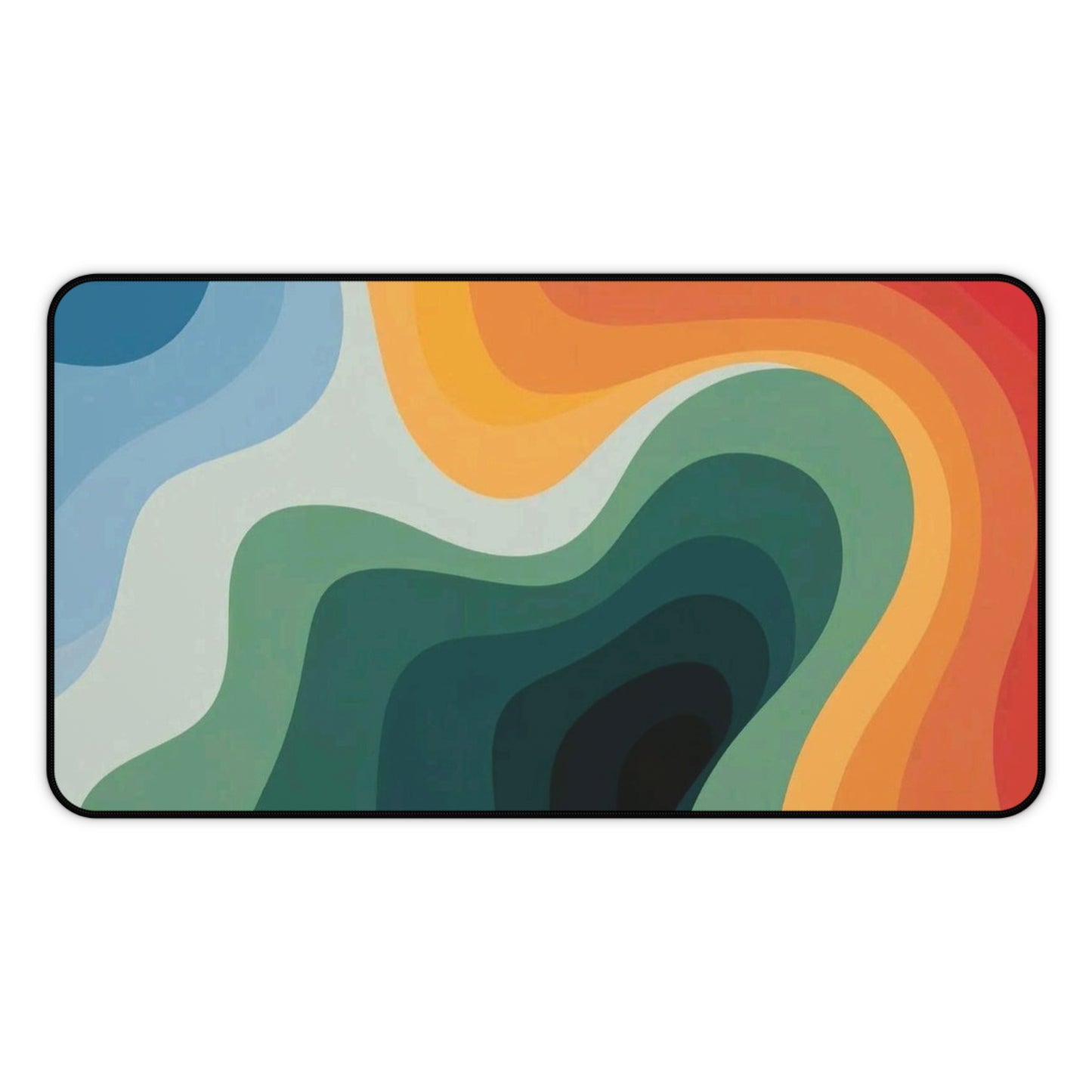 Abstract Retro Wave Desk Mat  Colorful Contour Mouse Pad