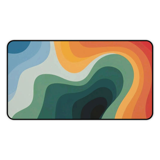 Abstract Retro Wave Desk Mat  Colorful Contour Mouse Pad