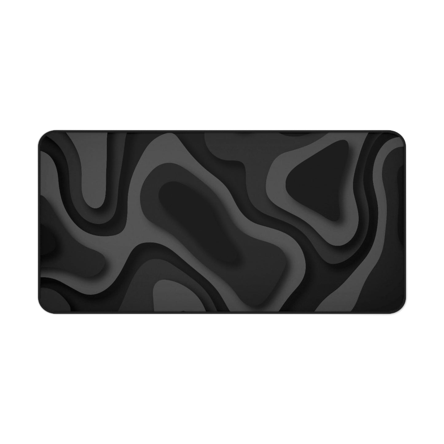 Black Topographic Desk Mat  Large Gaming/Work Desk Pad