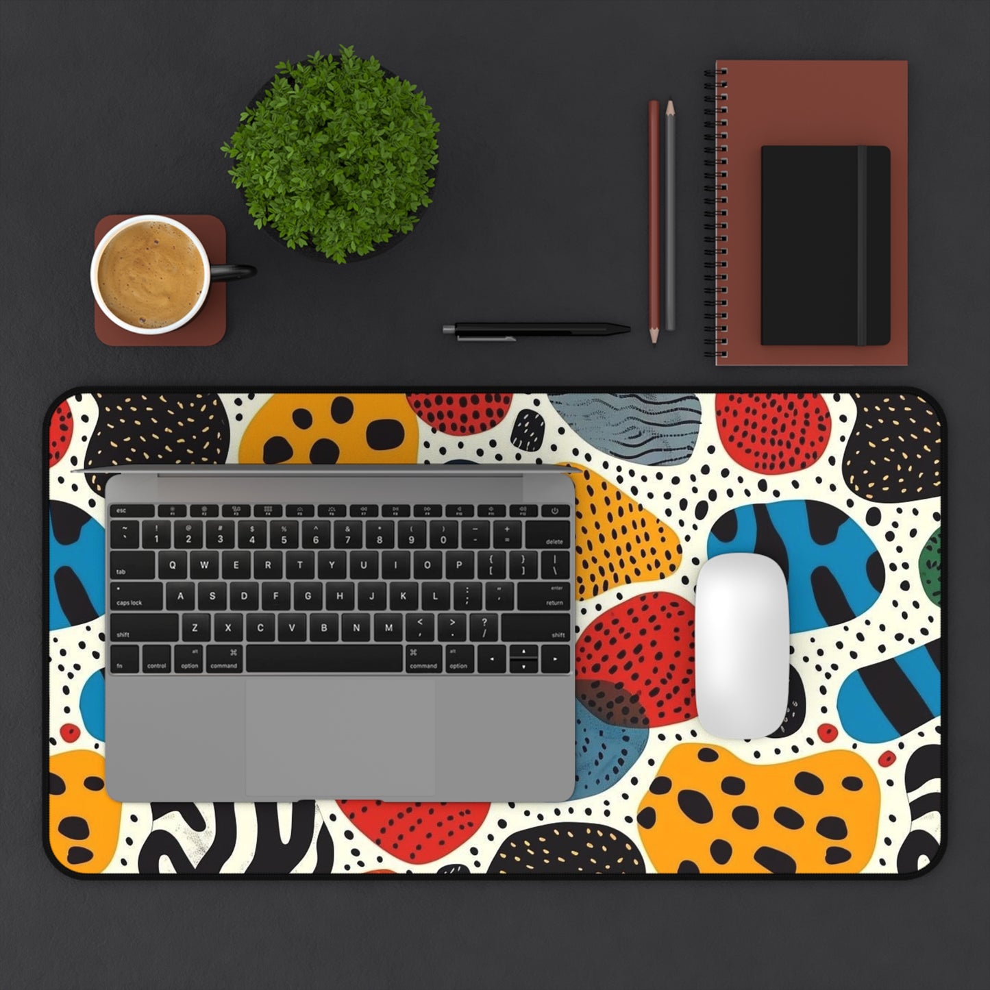 Colorful Abstract Pebble Desk Mat  Vibrant Patterned Mouse Pad for Home Office