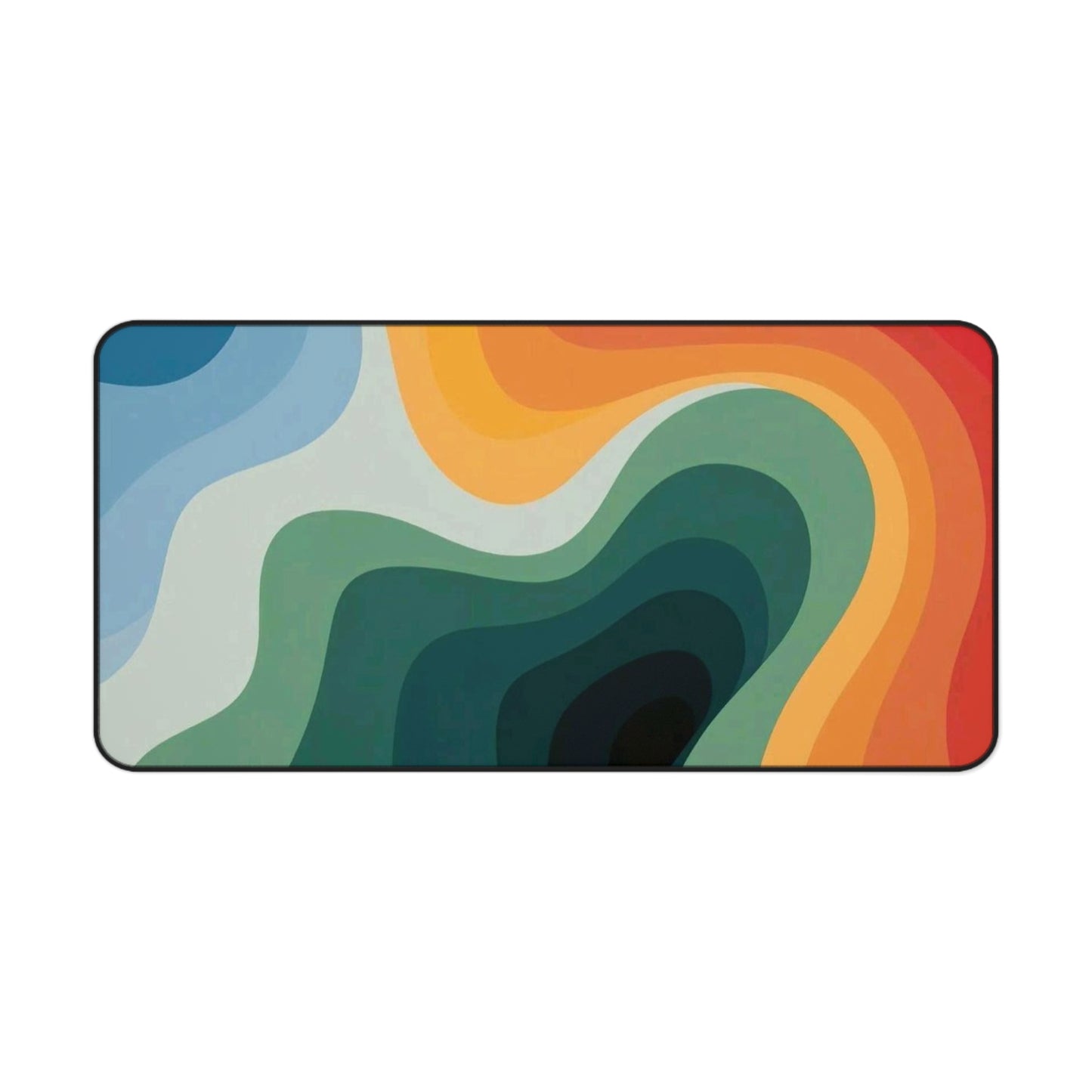 Abstract Retro Wave Desk Mat  Colorful Contour Mouse Pad