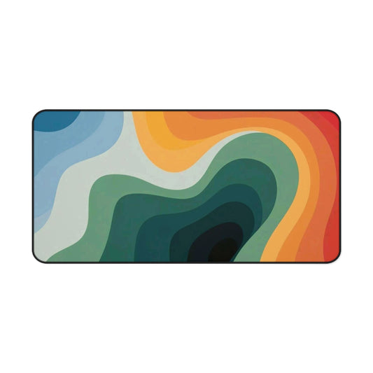 Abstract Retro Wave Desk Mat  Colorful Contour Mouse Pad