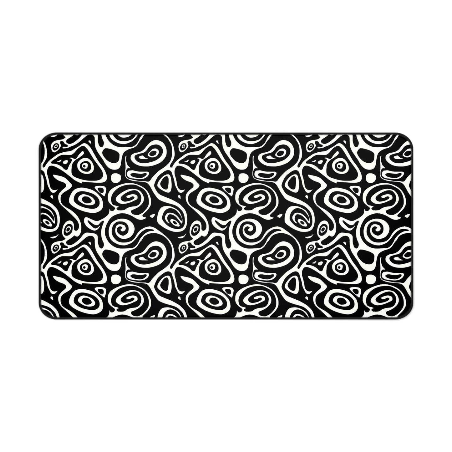 Abstract Black & White Swirl Desk Mat  Modern Pattern Mouse Pad