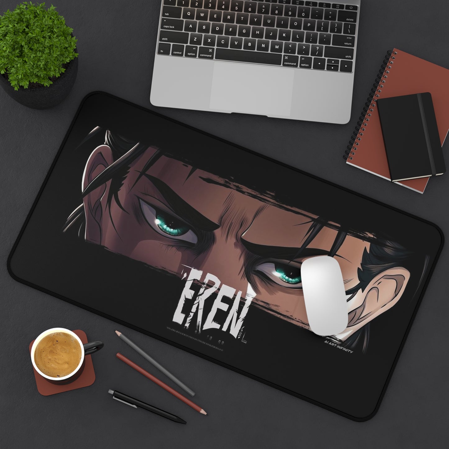 Eren Anime Desk Mat Intense Green-Eyed Character Gaming/Work Mousepad