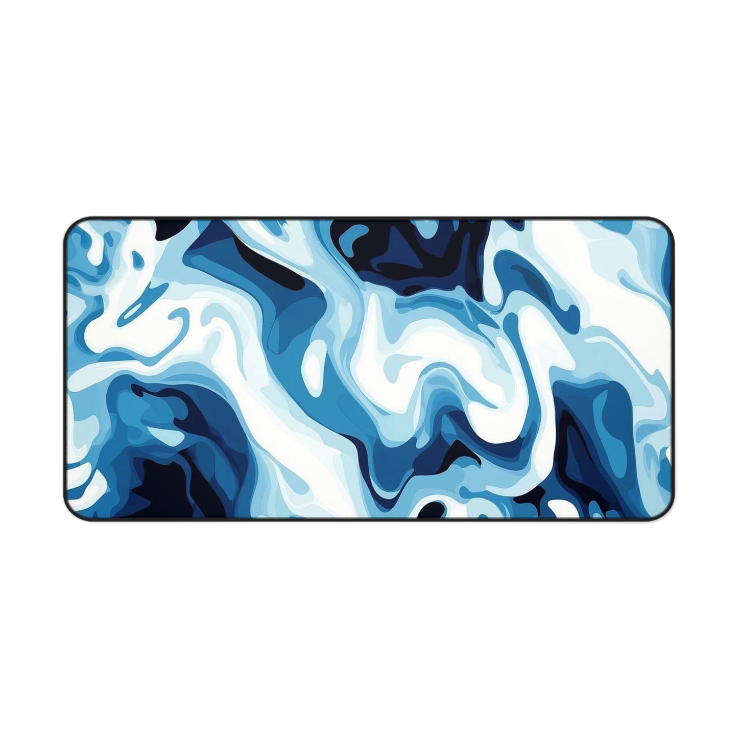 Blue Marble Swirl Desk Mat  Abstract Ocean Wave Mouse Pad