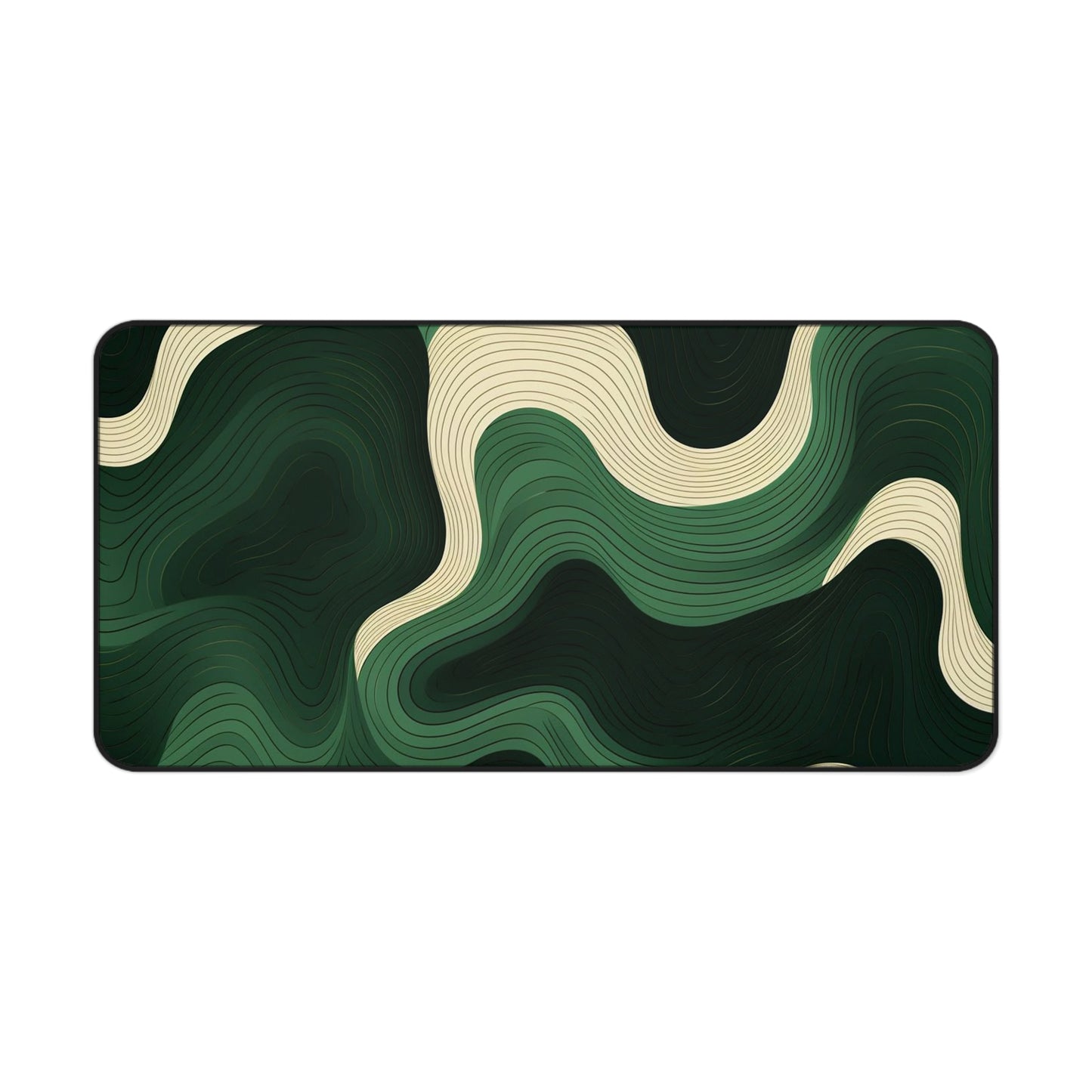 Green Topographic Desk Mat  Abstract Contour Mousepad for Office & Gaming