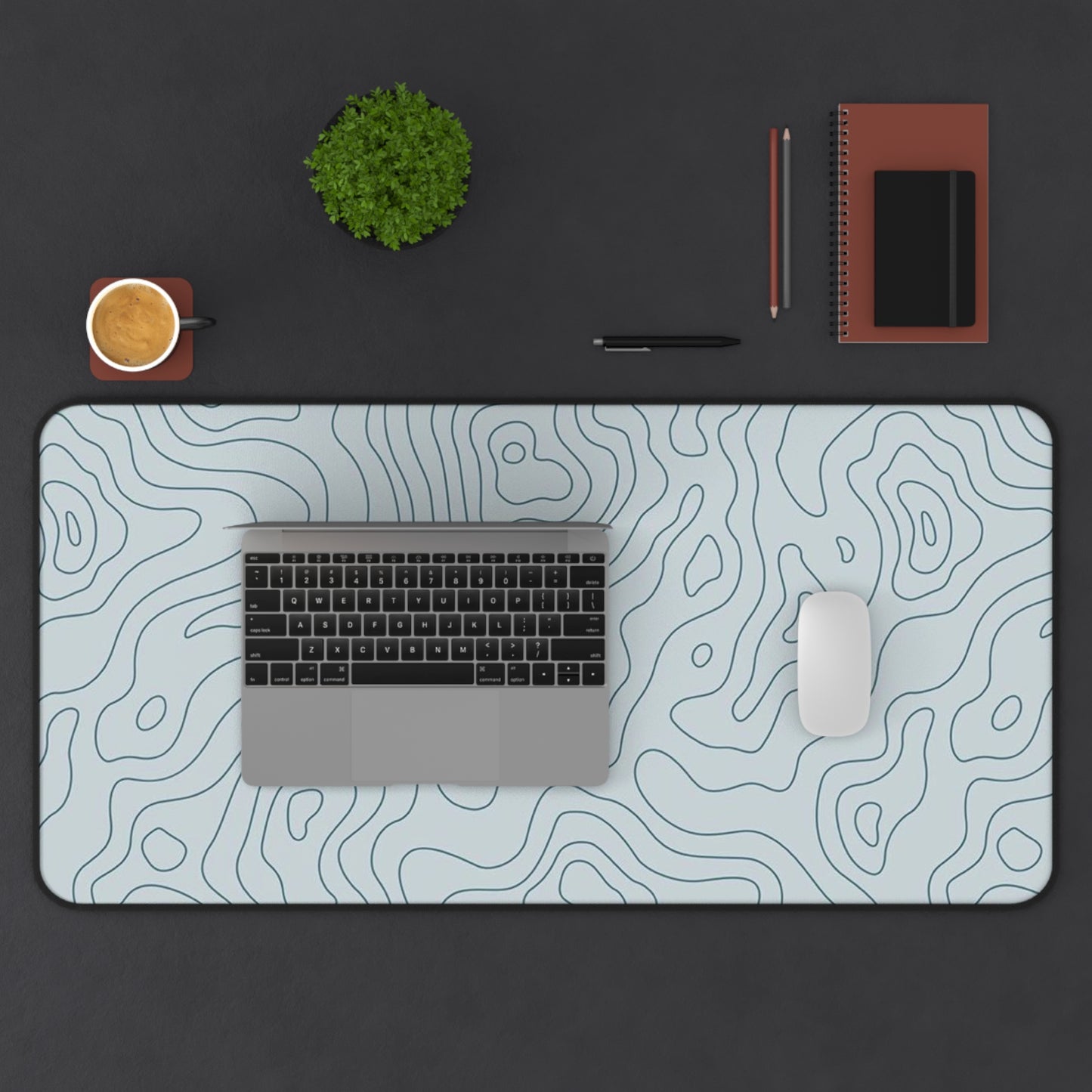 Topographic Pattern Desk Mat Minimal Map-Style Mouse Pad