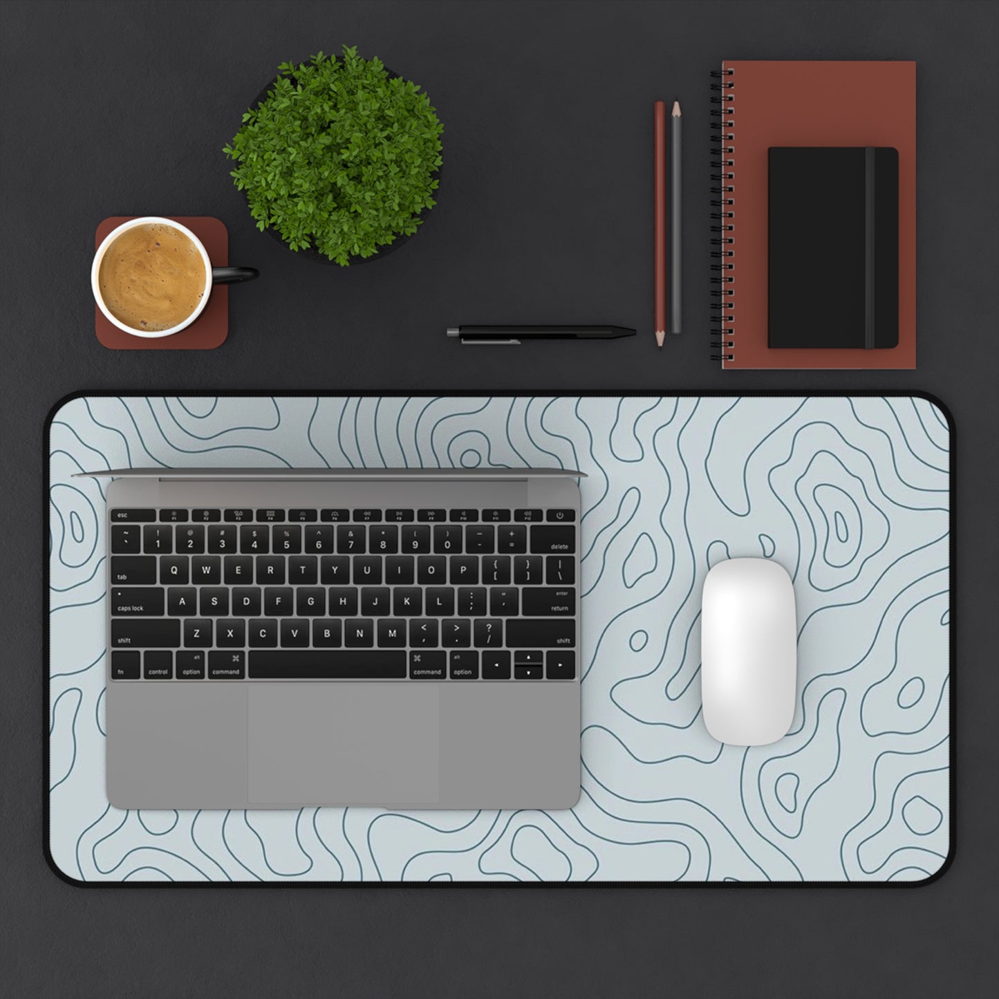 Topographic Pattern Desk Mat Minimal Map-Style Mouse Pad