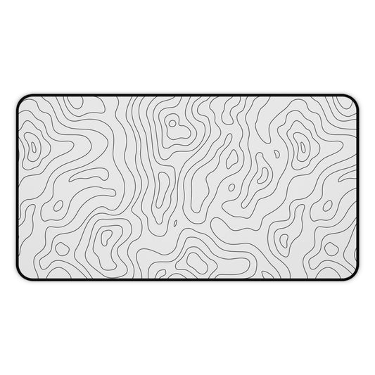 Topographic Contour Desk Mat Minimal Monochrome Office Mousepad
