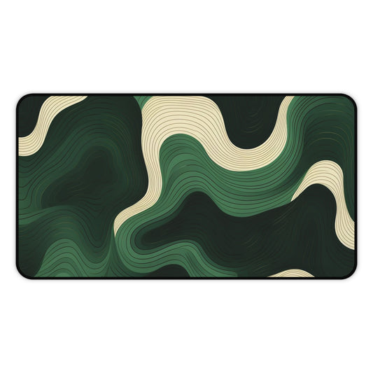 Green Topographic Desk Mat  Abstract Contour Mousepad for Office & Gaming