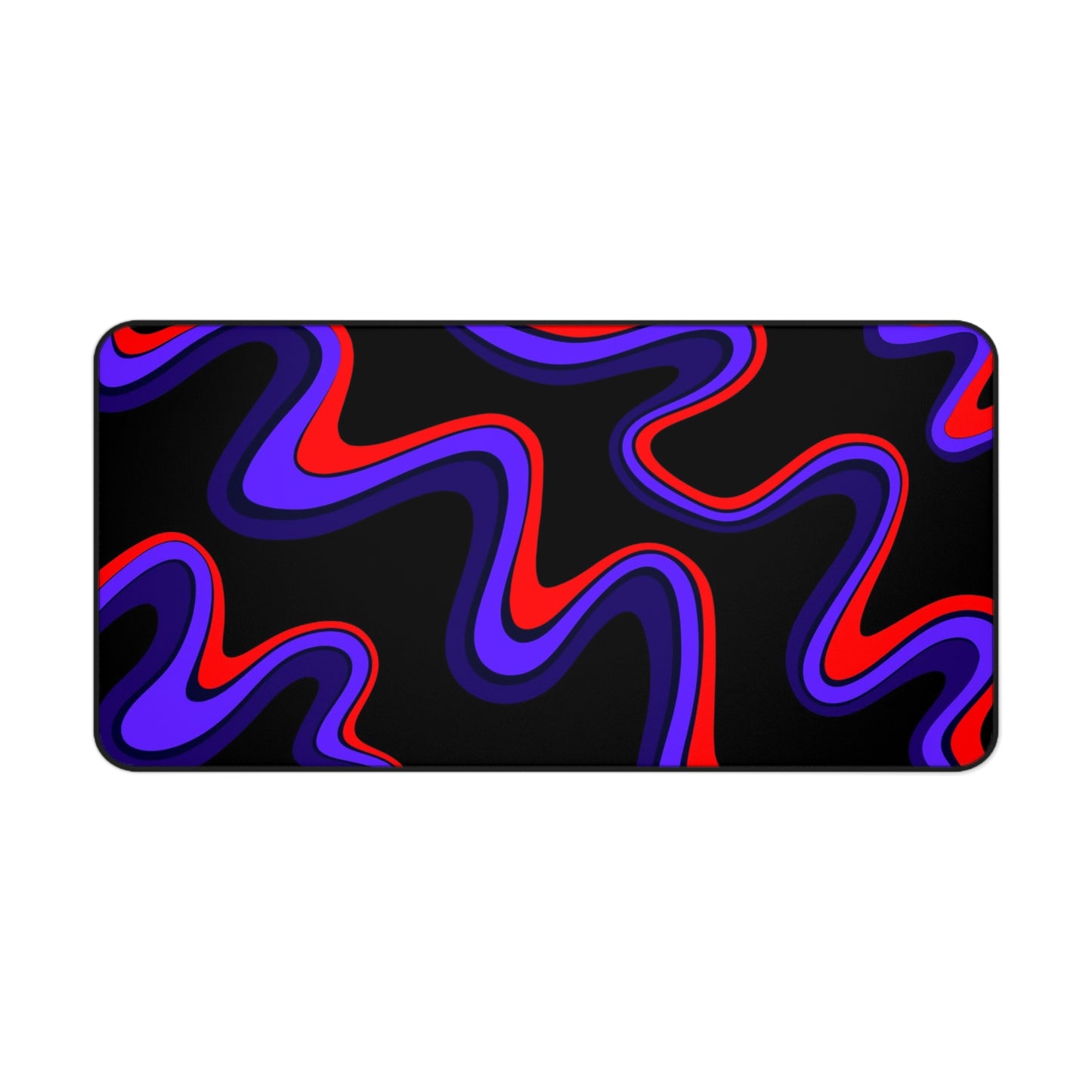 Abstract Wavy Neon Desk Mat  Red & Purple Swirl Mouse Pad