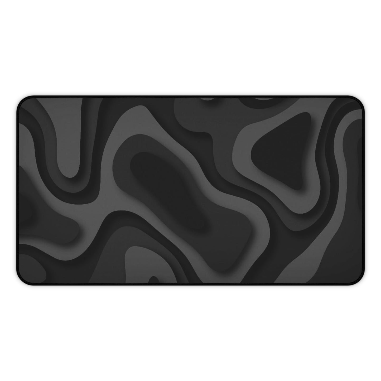 Black Topographic Desk Mat  Large Gaming/Work Desk Pad