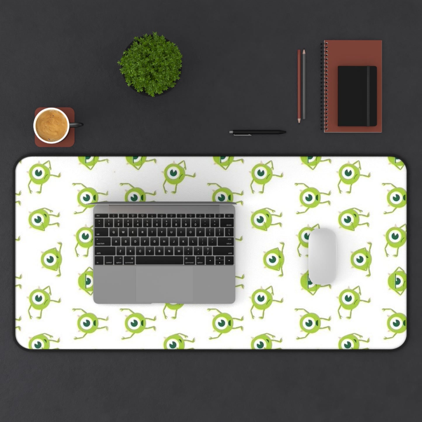 Green Monster Pattern Desk Mat Cute Gaming/Work Mouse Pad